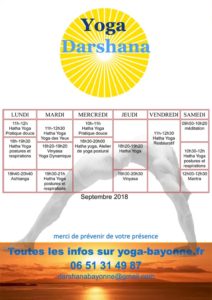 Horaires cours yoga Darshana-Septembre 2018_2018 09